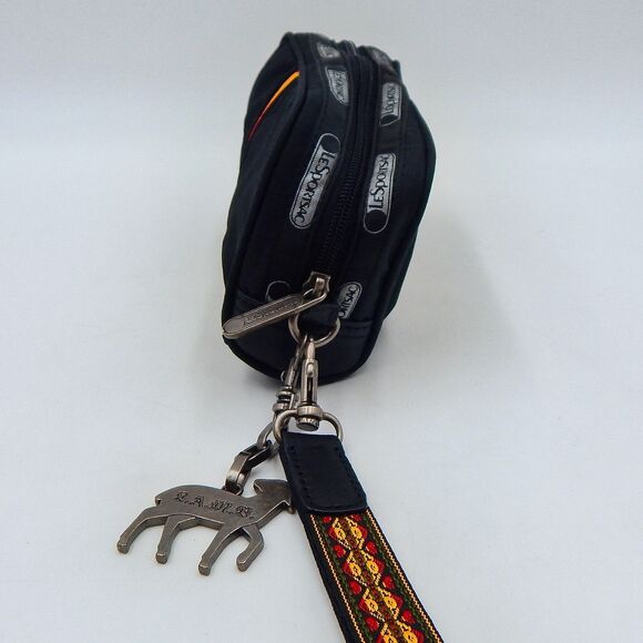 L.A.M.B. LeSportsac Black Rasta Stripe Makeup Bag Gwen Stefani Leopard - Picture 5 of 11